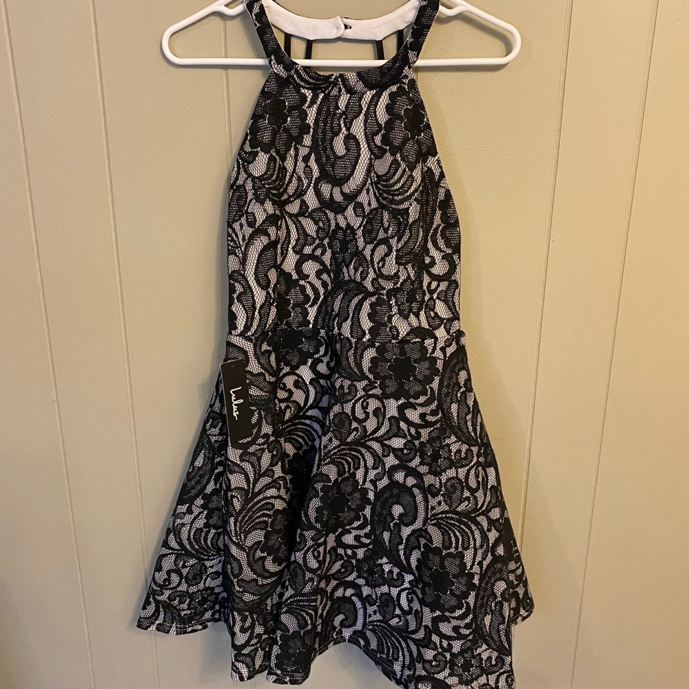 Black and white lace dress